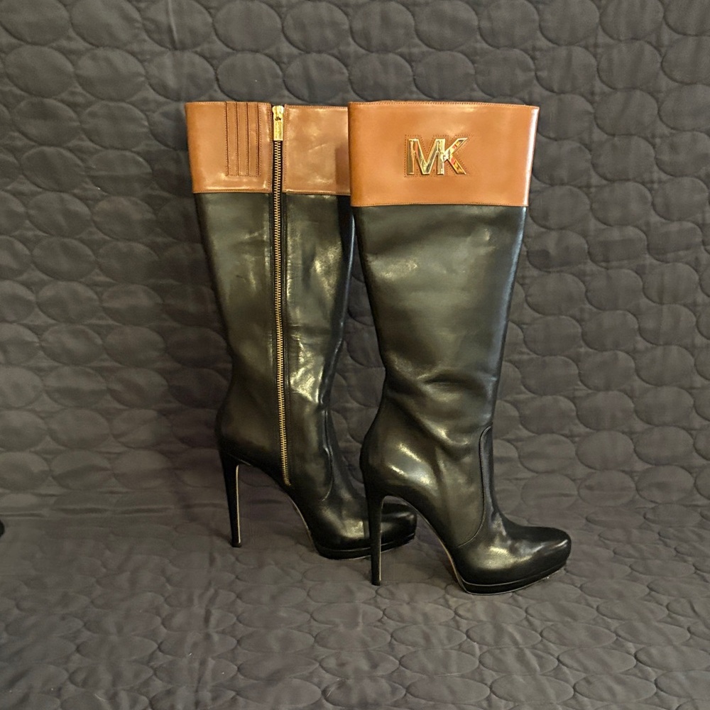 Michael Kors Black and Tan Heeled Boots